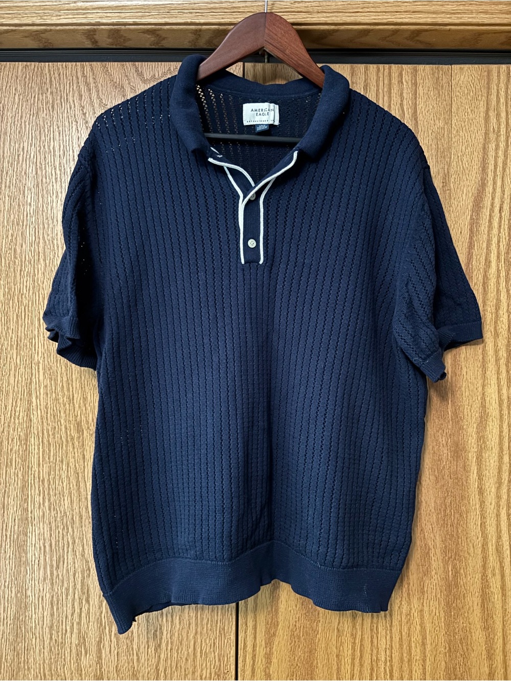 American Eagle Outfitters Navy Polo with White Contrast Trim